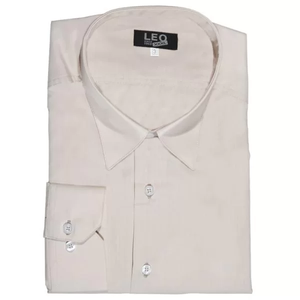 XXXL LEO Πουκάμισο μονόχρωμο μακρυμάνικο - ΜΠΕΖ