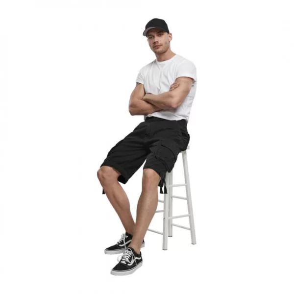 Βαμβακερή βαρύπλακη cargo βερμούδα,by Brandit - ΜΑΥΡΟ