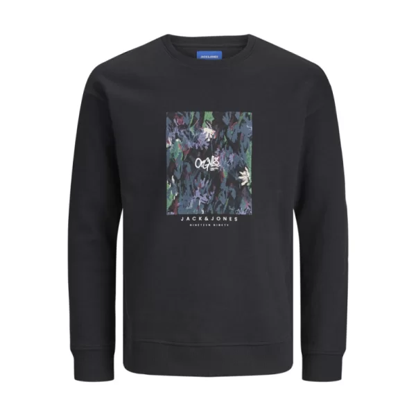 Jack & Jones Silver Lake ,φούτερ μπλούζα με μεταξοτυπία - Black