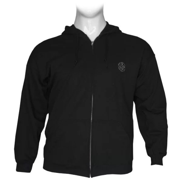 Ζακέτα φούτερ δίκλωνη με κουκούλα και patch - Black