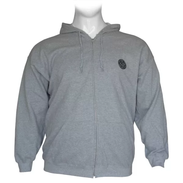 XXXL LEO Ζακέτα φούτερ δίκλωνη με κουκούλα και patch - Grey Melange