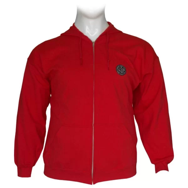 XXXL LEO Ζακέτα φούτερ δίκλωνη με κουκούλα και patch - Red