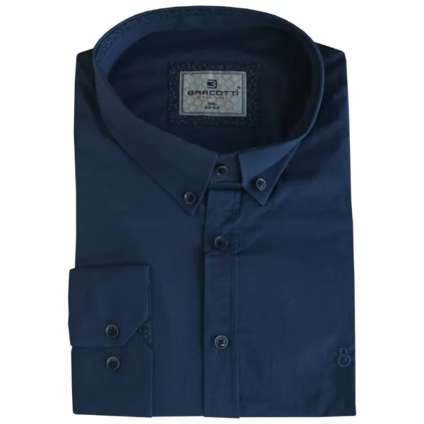 King size ελαστικό μακρυμάνικο πουκάμισο μονόχρωμο - Pattern Blue