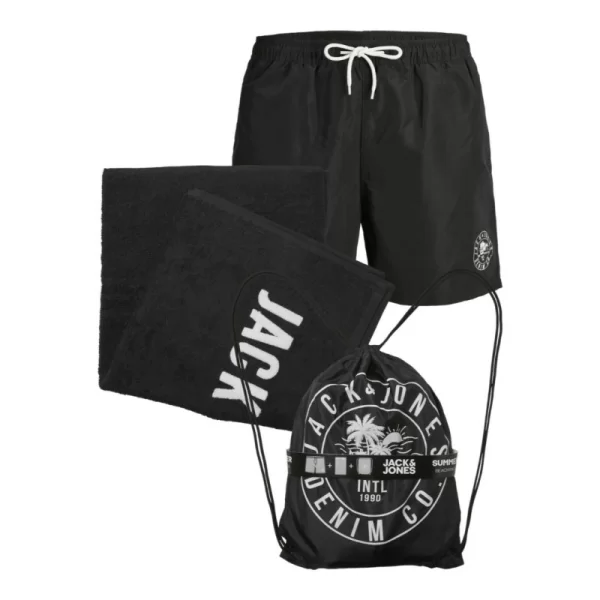Σετ παραλίας της Jack&Jones(Μαγιό βερμούδα,Πετσέτα,Σάκος) - Black