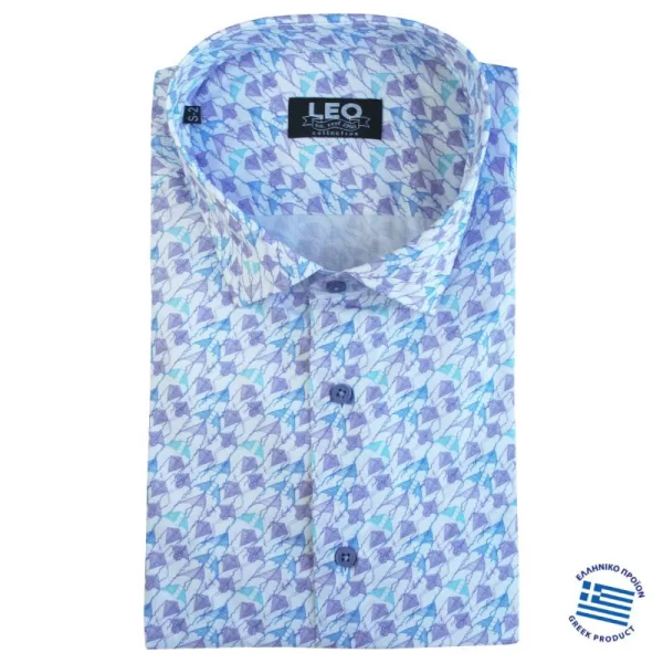 Digital print ελαστικό κοντομάνικο πουκάμισο 