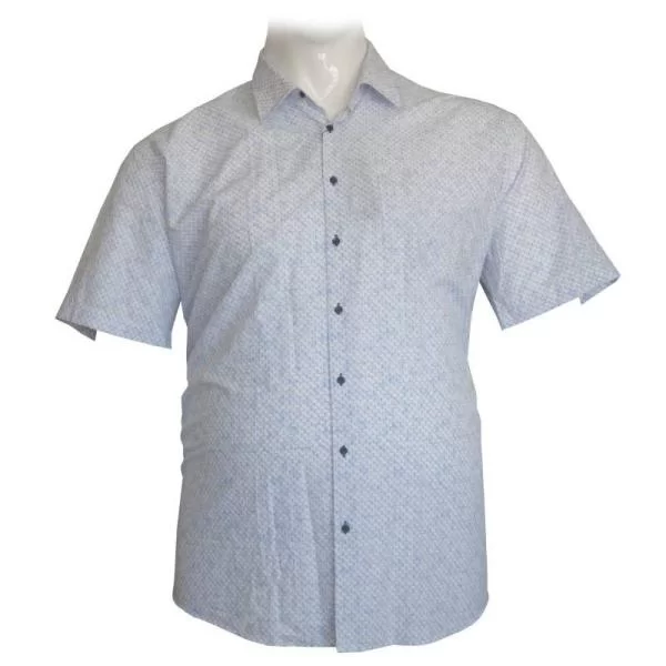 Πουκάμισο κοντομάνικο ελαστικό σχεδιαστό - Navy Blue / White