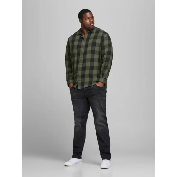 Jack & Jones Egingham Twill Shirt,βαμβακερό πουκάμισο φανέλα - Dusty Olive