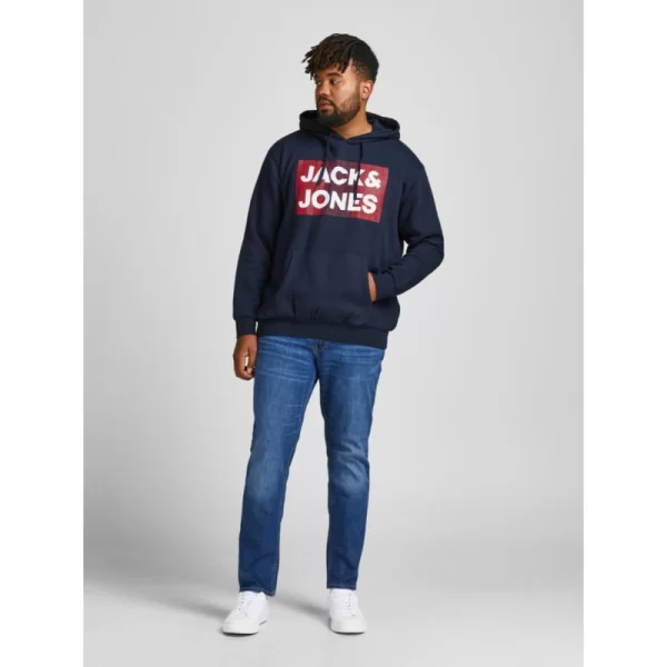 Jack & Jones Hoodie φούτερ με μεταξοτυπία Jack & Jones +Fit - Navy Blazer