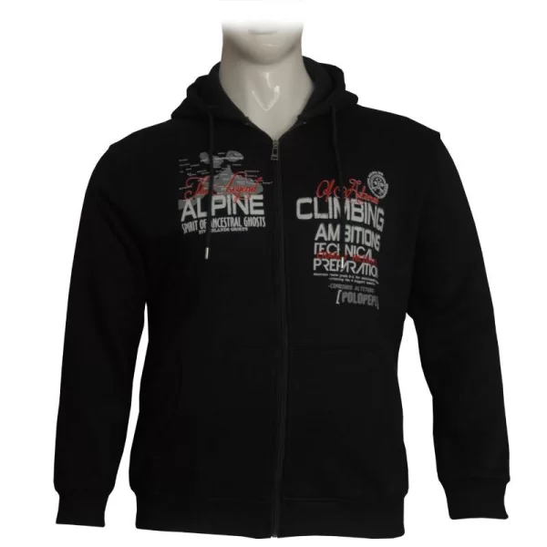 XXXL LEO Zακέτα τρίκλωνη βαμβακερή με plastisol στάμπα - Dark Blue