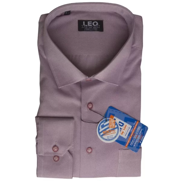 Πουκάμισο Oxford μακρυμάνικο με γιακά τύπου Rex, της Leo Collection - Chatelle Violet