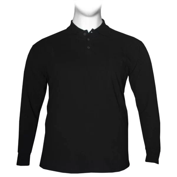 Polo πικέ μονόχρωμη με τσέπη - Black