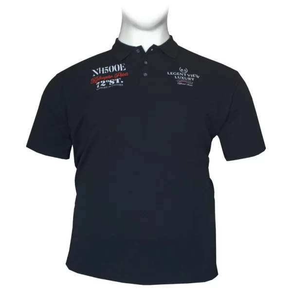 Polo pique βαμβακερό με μεταξοτυπία - Dark Blue