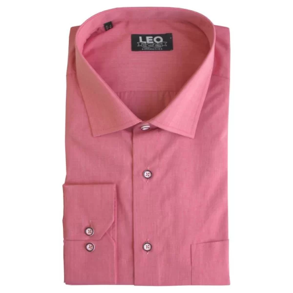 XXXL LEO Πουκάμισο Fil-a-Fil μονόχρωμο γαλλικής ραφής & ελληνικής κατασκευής της Leo Collection - Charm