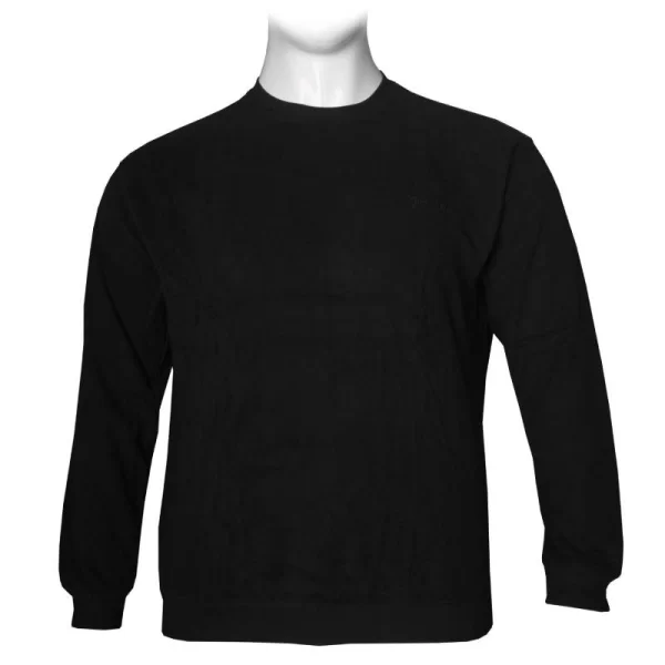 XXXL LEO Μακρυμάνικη μπλούζα wool feel με suede λεπτομέρειες,της Leo Collection - Black