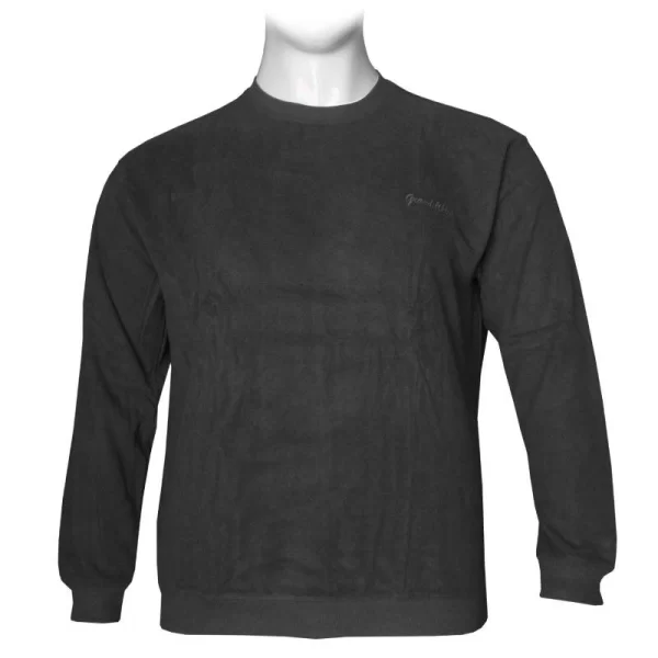 XXXL LEO Μακρυμάνικη μπλούζα wool feel με suede λεπτομέρειες,της Leo Collection - Grey Melange