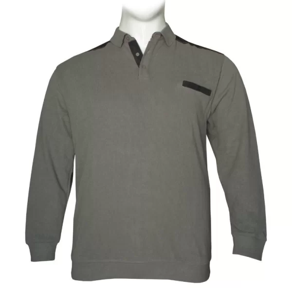 XXXL LEO Βαμβακερό polo wool feel με τσέπη στο στήθος - Faded Battleship Grey