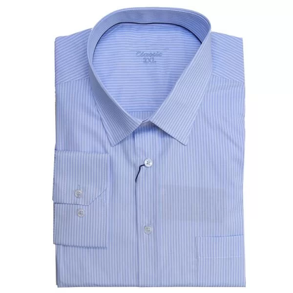 XXXL LEO Πουκάμισο ριγέ μακρυμάνικο με τσέπη - Light Blue/White