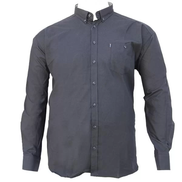 XXXL LEO Πουκαμισο μονοχρωμο υπερμεγεθος απο βαμβακερη φανελα και τσεπη - Anthracite