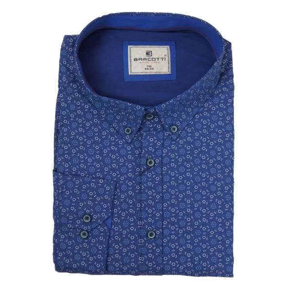 XXXL LEO Πουκάμισο king size ελαστικό σχεδιαστό - Blue Sax