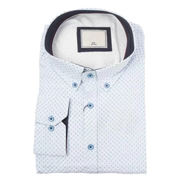 Πουκάμισο king size ελαστικό σχεδιαστό - Chambray Blue/Pale White