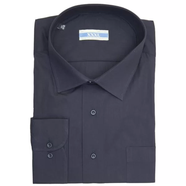 Πουκάμισο μονόχρωμο μακρυμάνικο - ΜΠΛΕ