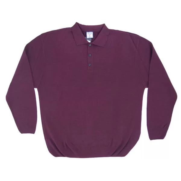 XXXL LEO Polo πλεκτή μονόχρωμη - ΜΠΟΡΝΤΩ