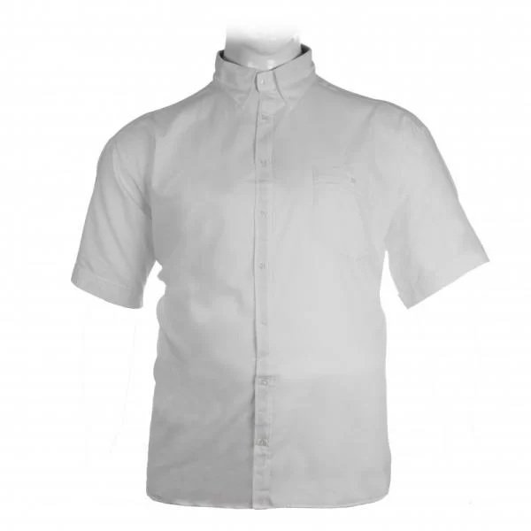 XXXL LEO Πουκάμισο κοντομάνικο λινό με τσέπη - ΛΕΥΚΟ