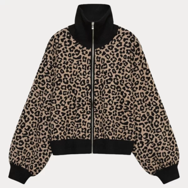 ΖΑΚΕΤΑ VERO MODA ARIA LS HIGHNECK ZIPPER BOMBER BLACK LEO PRINT VERO MODA