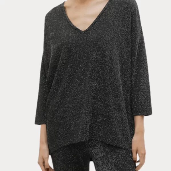 ΜΠΛΟΥΖΑ VERO MODA KANVA 3/4 V-NECK TOP JRS BLACK VERO MODA