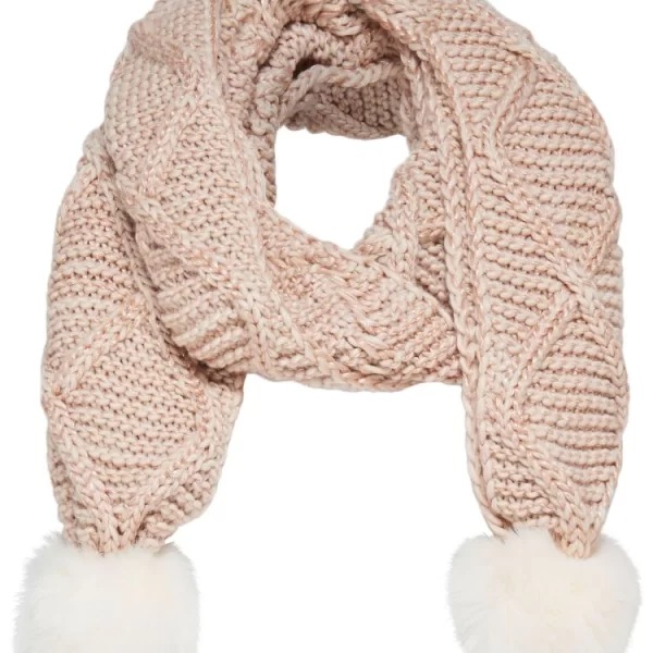 Only ΚΑΣΚΟΛ ONLY ASTA KNIT SCARF CAMEO ROSE /WHITE POMPOM ONLY