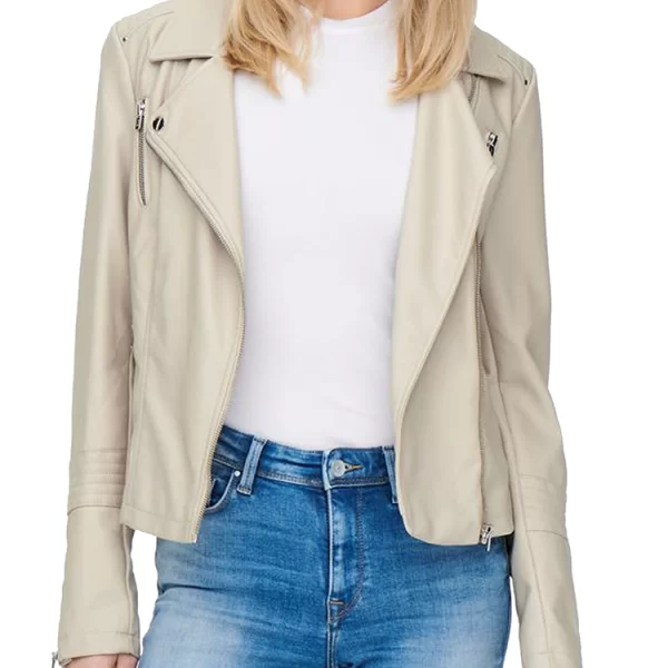 FAUX LEATHER BIKER ONLY GEMMA SILVER LINING BEIGE ONLY