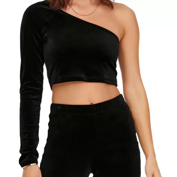 TOP ONLY SMOOTH ONE SHOULDER VELVET BLACK ONLY
