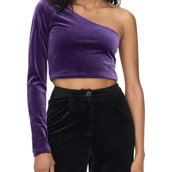 TOP ONLY SMOOTH ONE SHOULDER VELVET ACAI ONLY