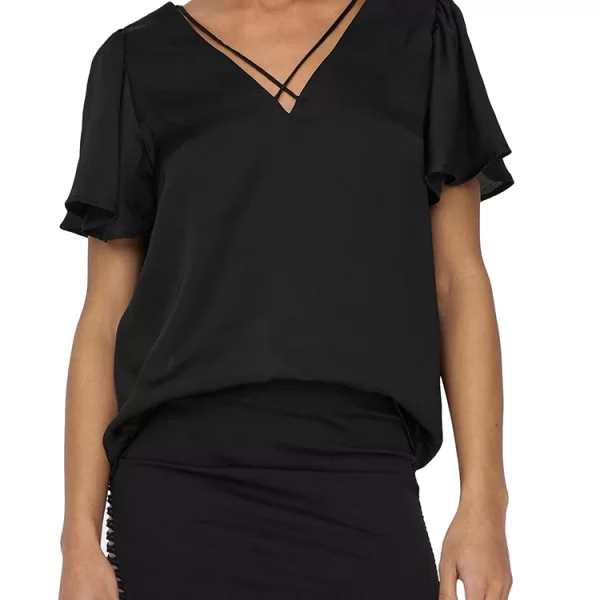 V-NECK TOP ONLY JANE SS BLACK ONLY