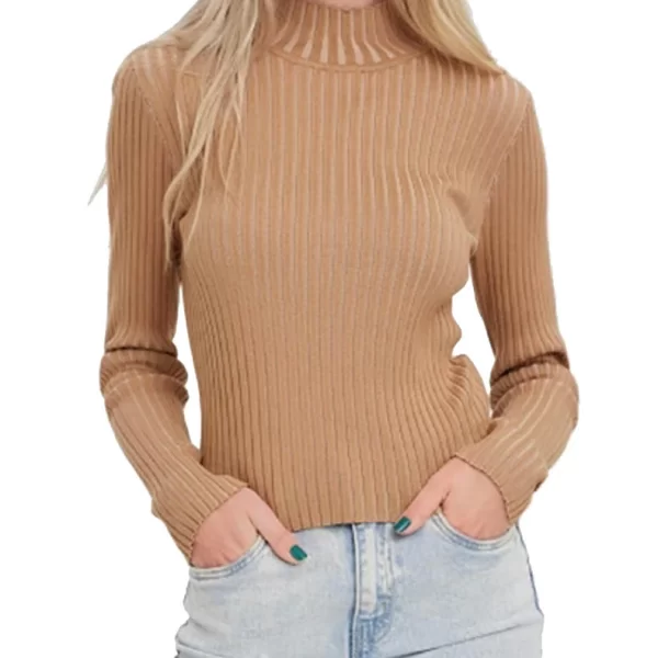 ΜΠΛΟΥΖΑ VMWILLOW LS HIGH-NECK RIB CROP BLOUSE BEIGE VERO MODA