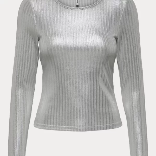 ΜΠΛΟΥΖΑ ONLY SHINE L/S O-NECK TOP JRS SILVER ONLY