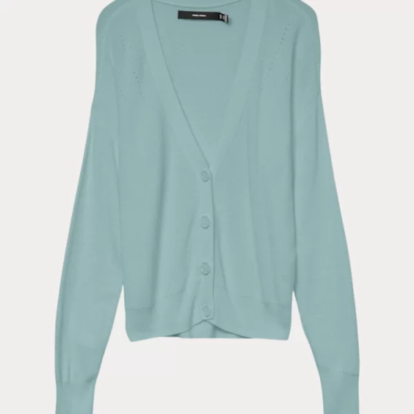 Vero Moda ΖΑΚΕΤΑ VERO MODA VMNEW LEXSUN LS SHORT V-NECK CARDIGAN GRAY MIST VERO MODA