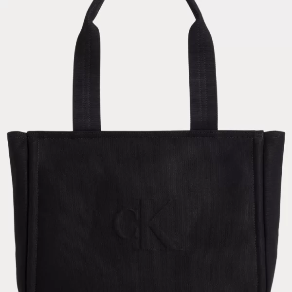 Calvin Klein ΤΣΑΝΤΑ CALVIN KLEIN SUMMER CANVAS TOTE NA BLACK CALVIN KLEIN