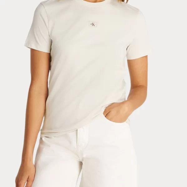 TSHIRT CALVIN KLEIN WOVEN LABEL REGULAR FIT CHALK CALVIN KLEIN