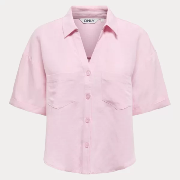 Only ΠΟΥΚΑΜΙΣΟ ONLY WINDY LIFE S/S LINEN BLEND PNT ROSEATE SPOONBILL ONLY