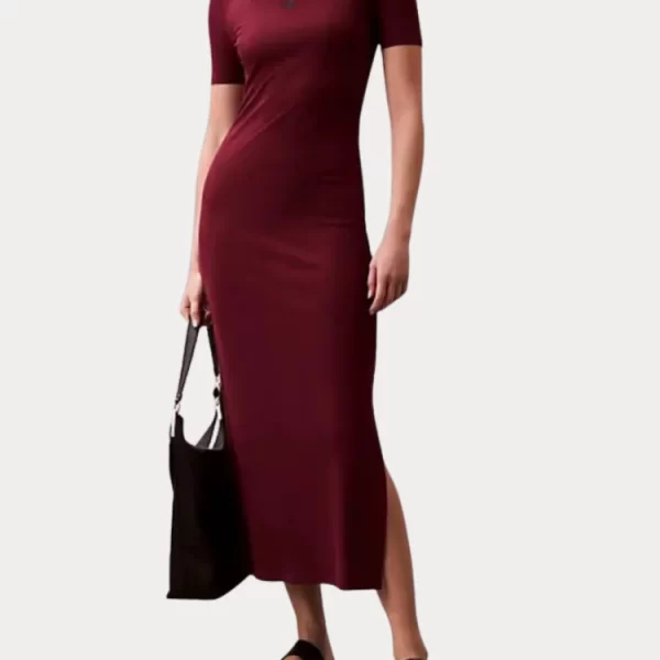 ΦΟΡΕΜΑ CALVIN KLEIN A MODAL SS RIBBED DEEP ROUGE CALVIN KLEIN