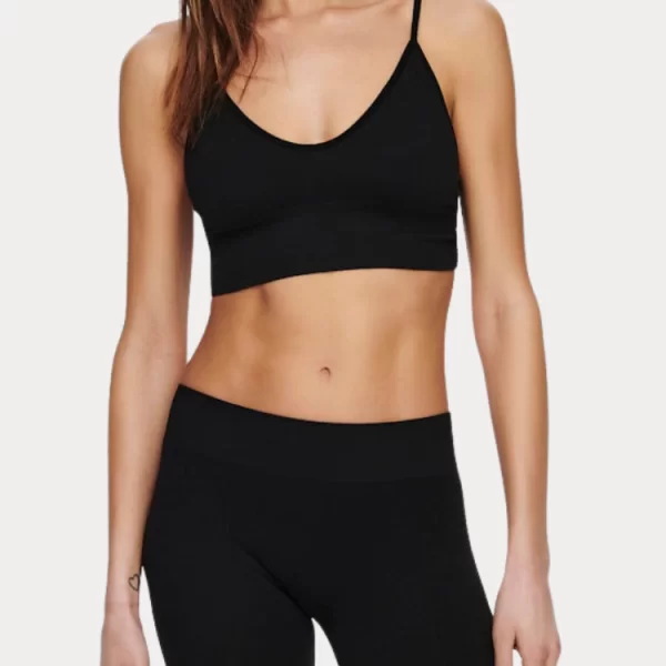 ΤΟΠ ONLY VICKY RIB SEAMLESS VNECK BLACK ONLY