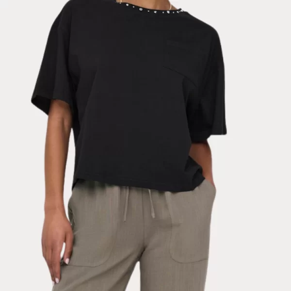 Only T-SHIRT ONLY TERZA S/S O-NECK TOP BOX JRS BLACK ONLY