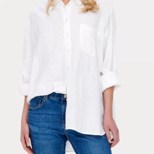 ΠΟΥΚΑΜΙΣΟ ONLY TOKYO L/S LINEN BLEND SHIRT PNT BRIGHT WHITE ONLY