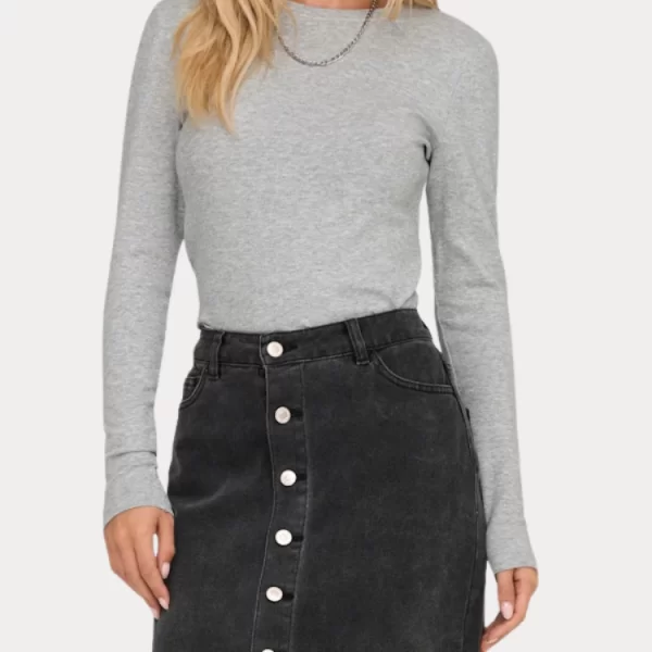 Only ΤΟΠ ONLY RILEY O-NECK L/S JRS LIGHT GREY MELANGE ONLY