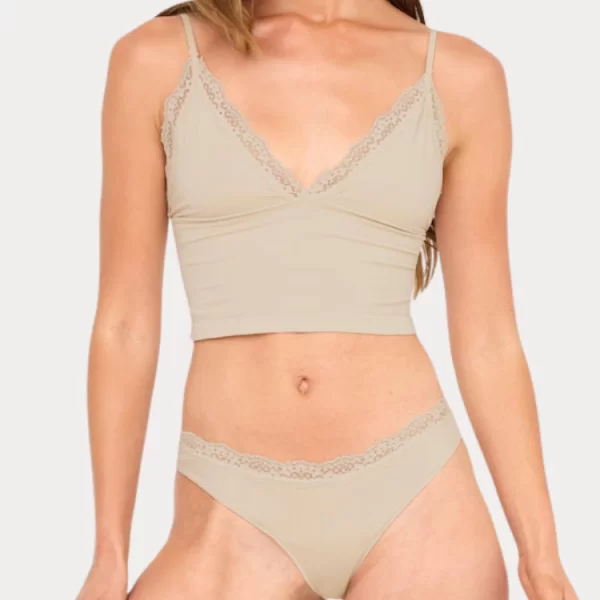 Only ΤΟΠ ONLY VICKY LACE SINGLET V-NECK ACC PEACH TAFFY ONLY