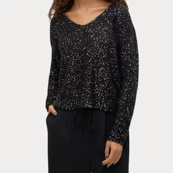 ΜΠΛΟΥΖΑ VERO MODA VMLEILANI NEW LS V-NECK PULLOVER BLACK VERO MODA