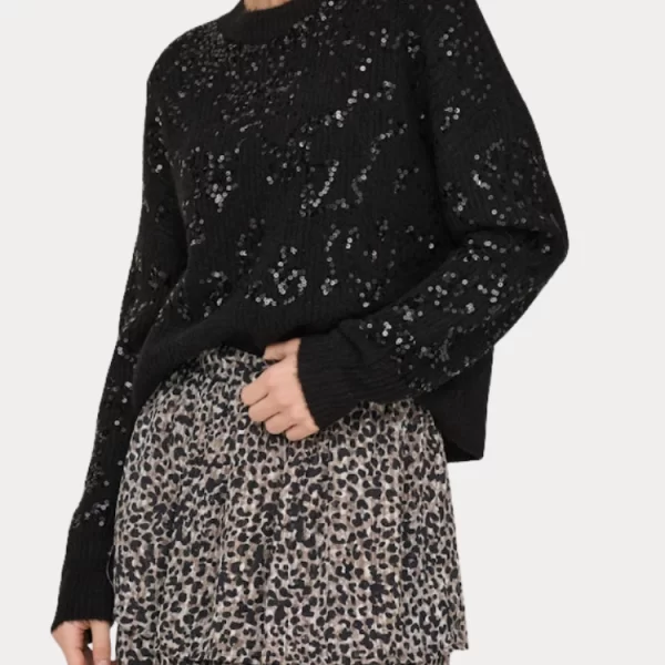 ΜΠΛΟΥΖΑ ONLY ALTA LS SEQUIN O-NECK KNT BLACK ONLY