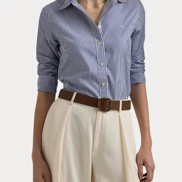 ΓΥΝΑΙΚΕΙΟ ΠΟΥΚΑΜΙΣΟ POLO RALPH LAUREN JAMELKO L/S BLUE/WHITE POLO RALPH LAUREN