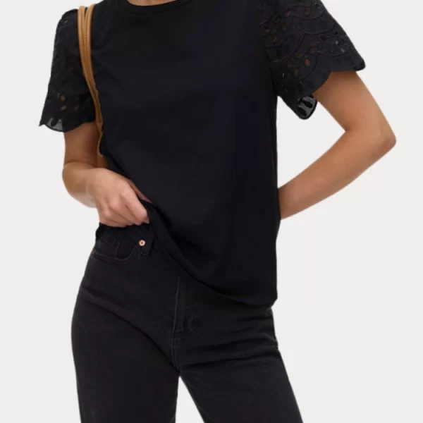 TOP VERO MODA VMJASY S/S O-NECK TOP JRS BTQ BLACK VERO MODA